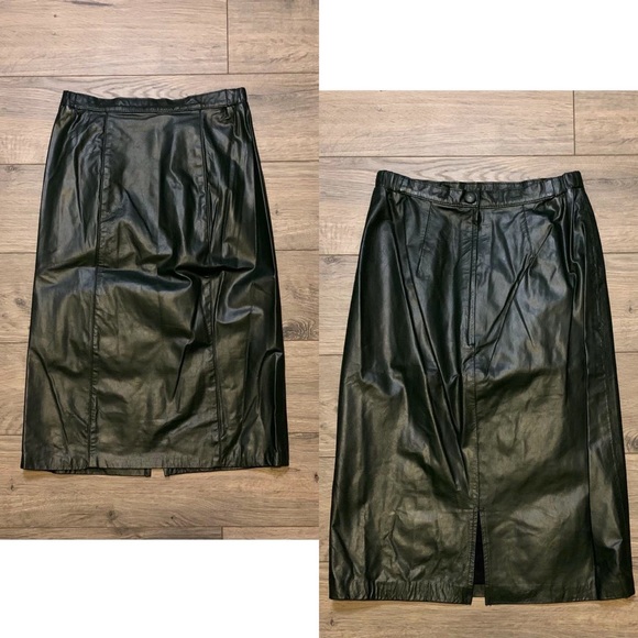 Absolutely Stunning Comint Size 5/6 Green Genuine Leather Two Piece Blazer Set - Picture 3 of 4